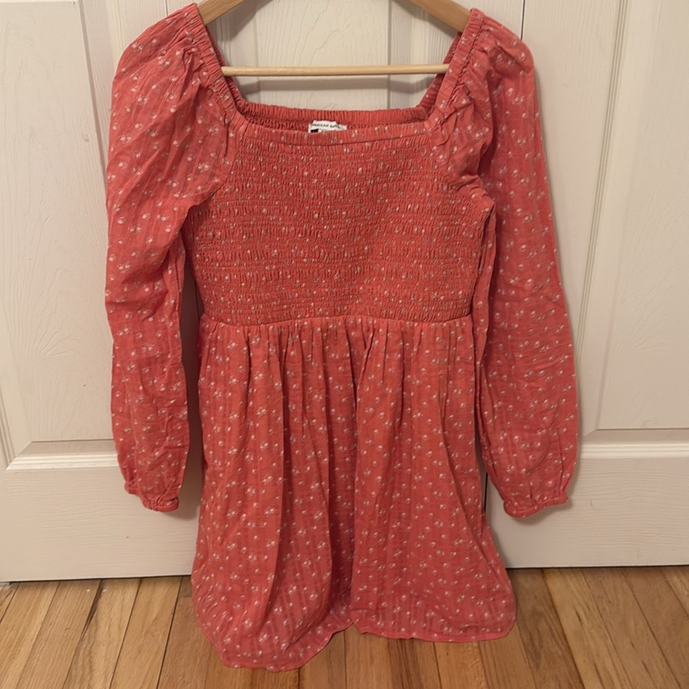 American eagle outfitters coral smocked mini sun dress size small - Picture 2 of 5
